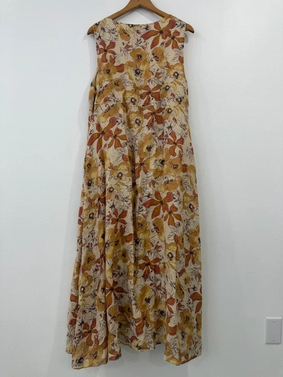 Coldwater Creek Vintage Linen Floral Midi Dress 18 Cottagecore Boho Summer - Picture 9 of 10